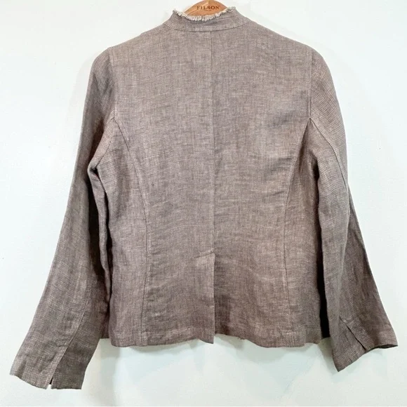 Eileen Fisher 100% Irish Linen Distressed Lightweight Jacket M Gray Lagenlook - Picture 4 of 11